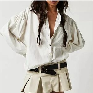 Free People White Button Down Shirt